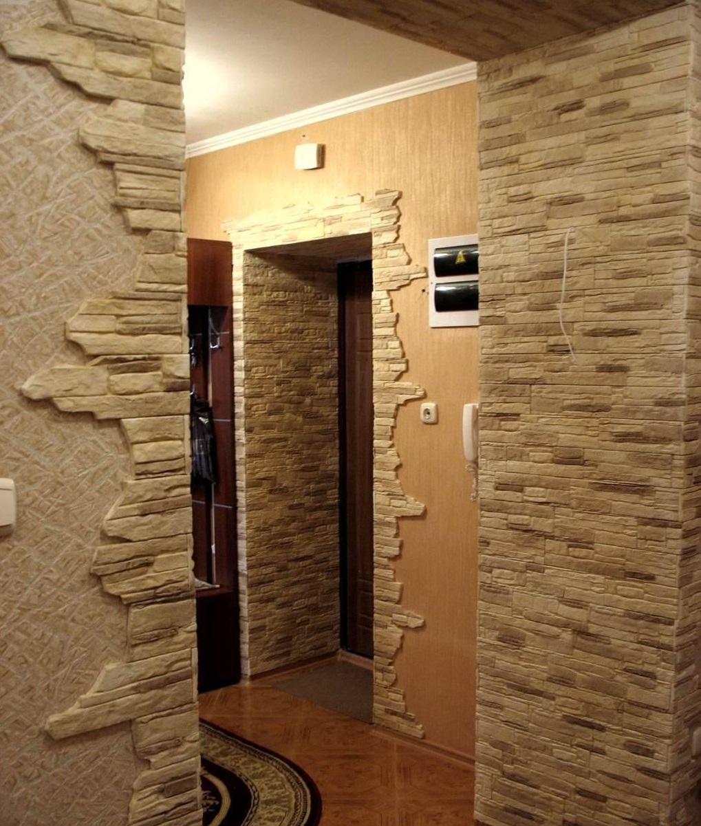 дизайна квартире декоративный камень в коридоре