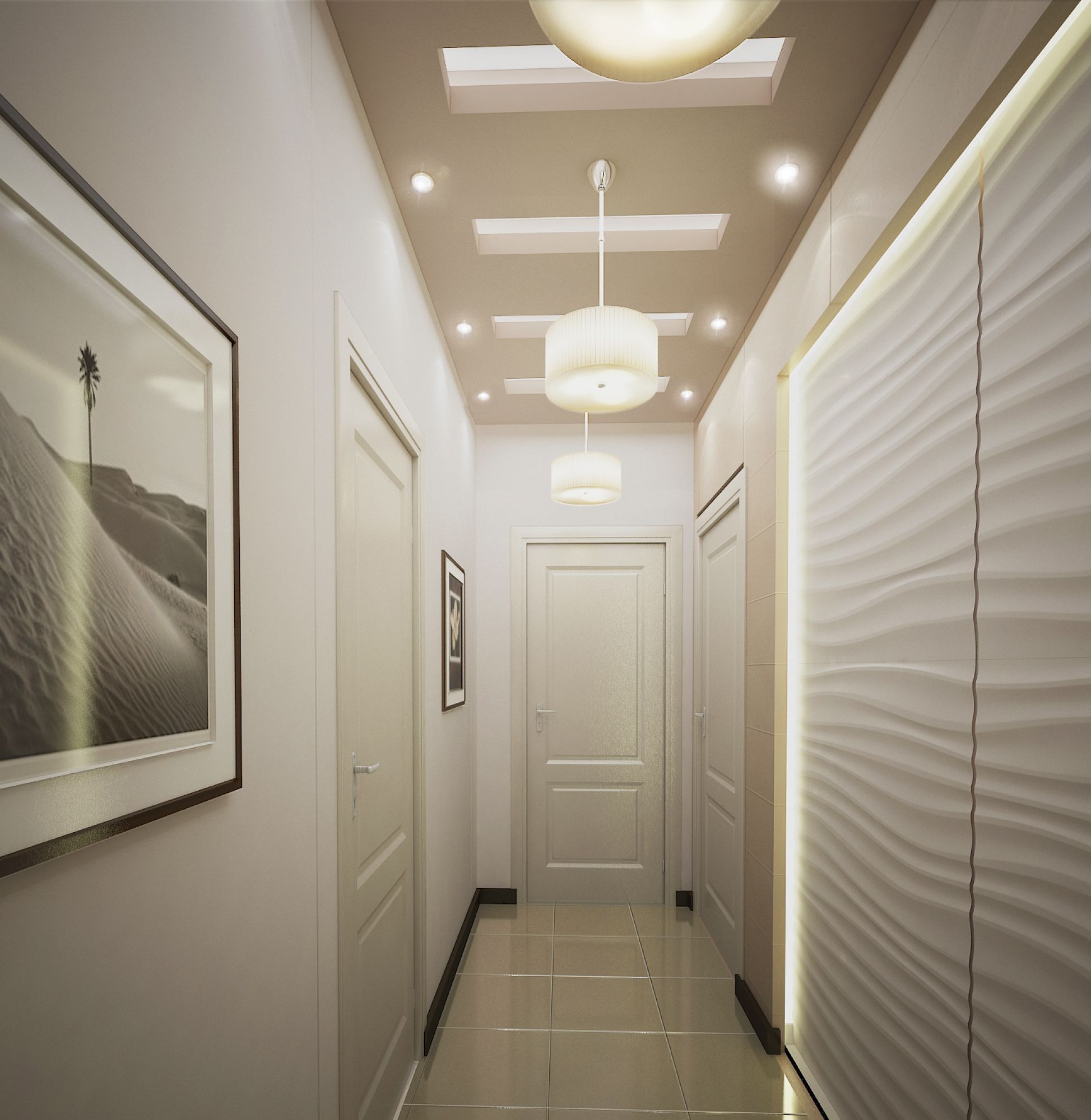 встроенные светильники в коридоре