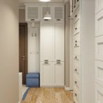 Белый узкий встроенный шкаф в коридор.
