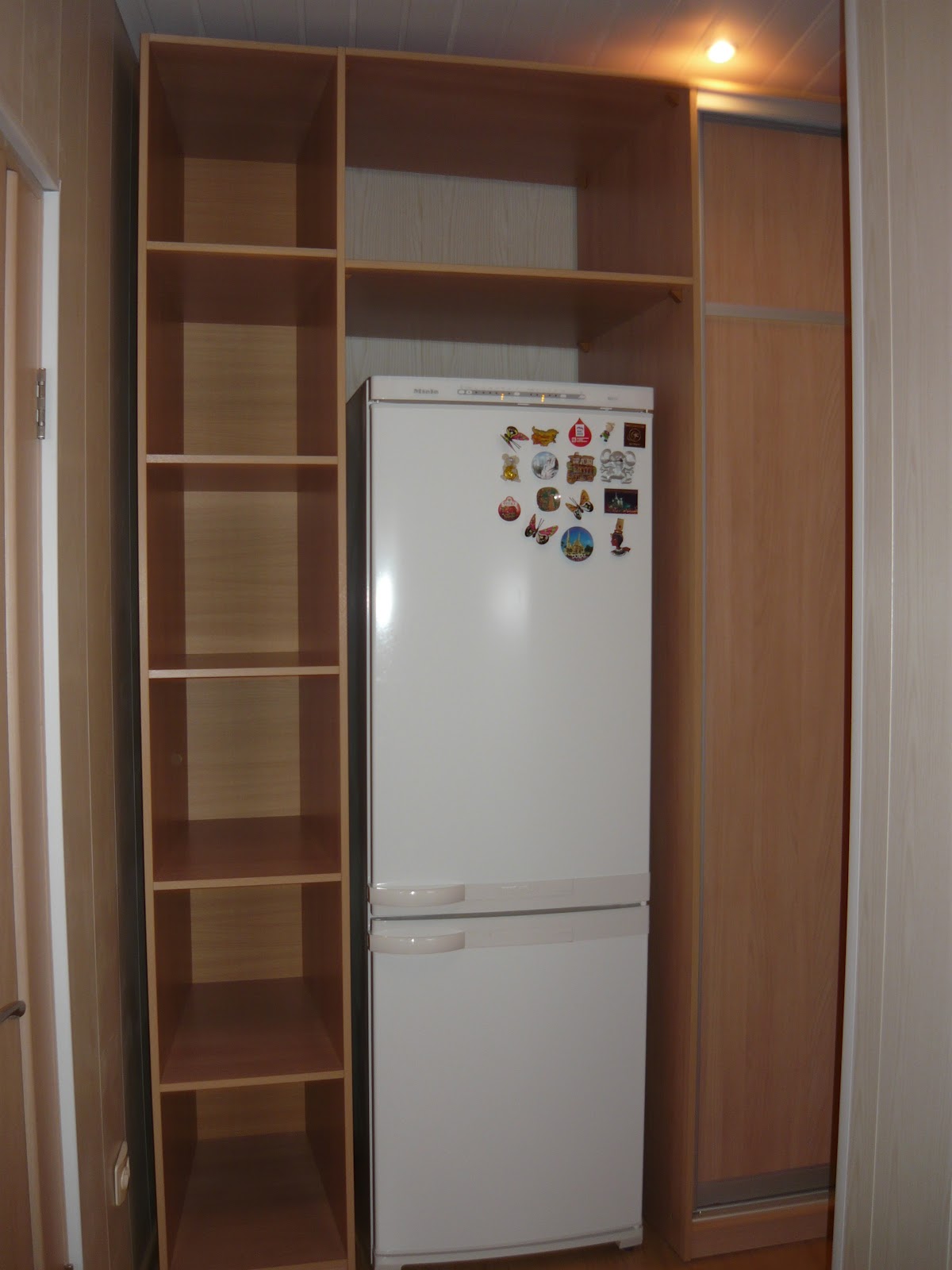 Холодильник в шкафу коридора